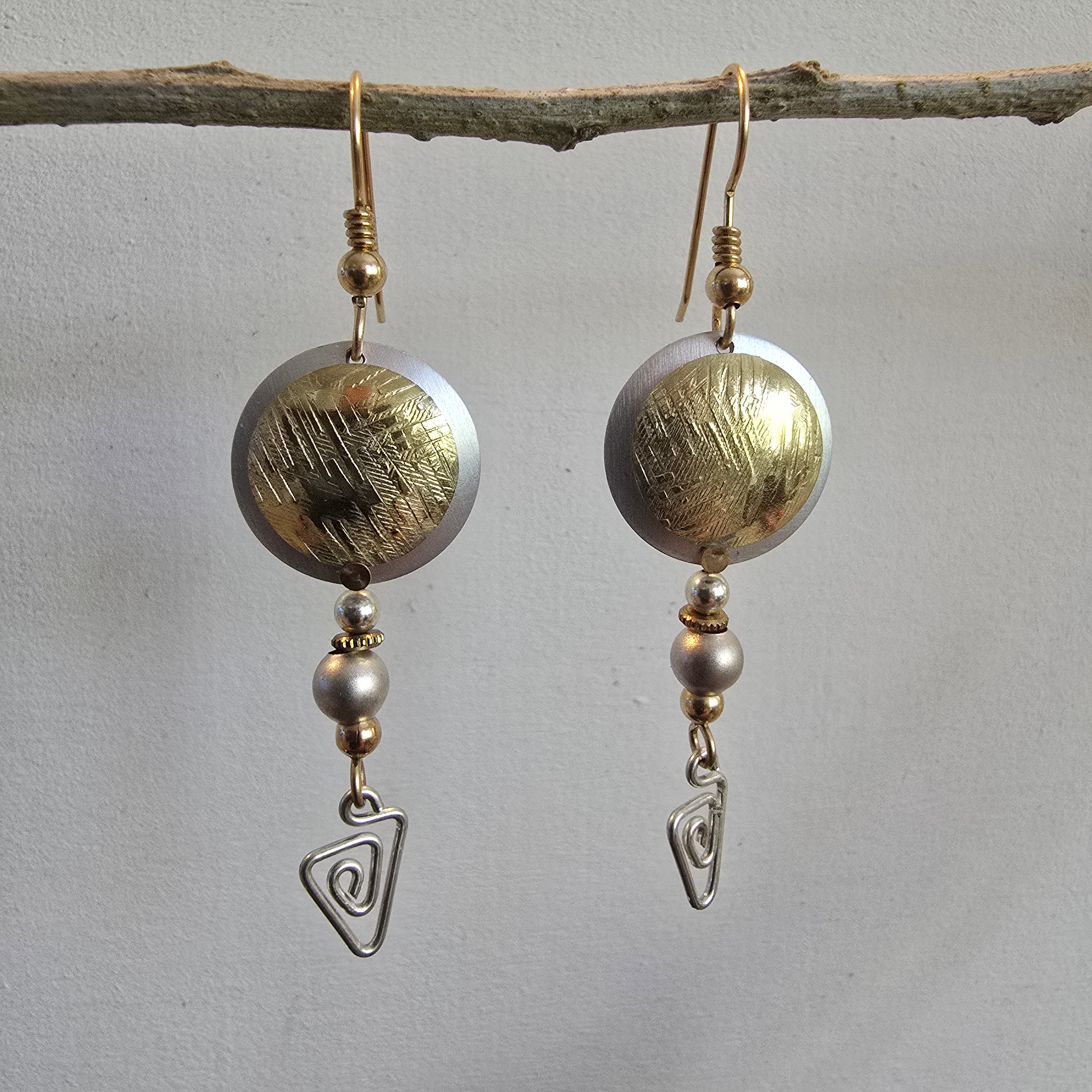 Gold and silver earrings