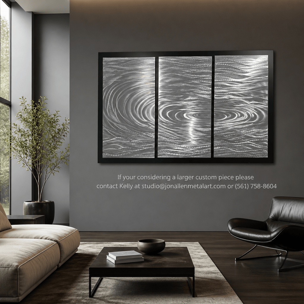 The Confluence - Three-Panel Brushed Aluminum Wall Art 27"x40"