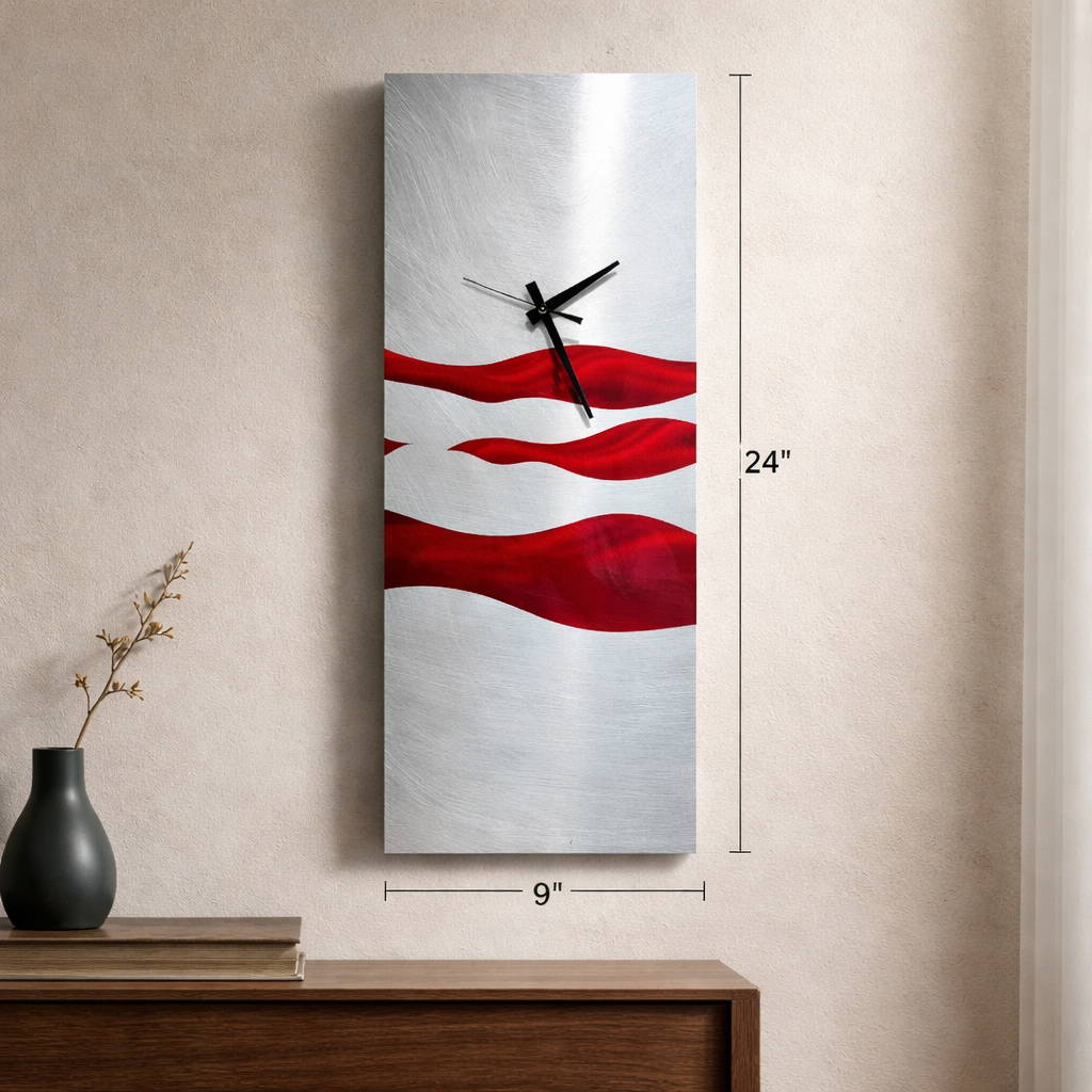 Crimson Tide Clock - Metal Wall Clock 9"x24" (c25)