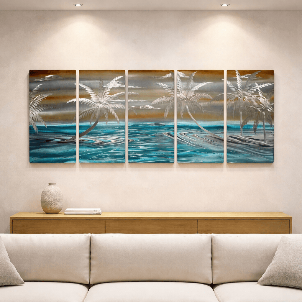 Tidal Palms - Metal Wall Art 24"x64"