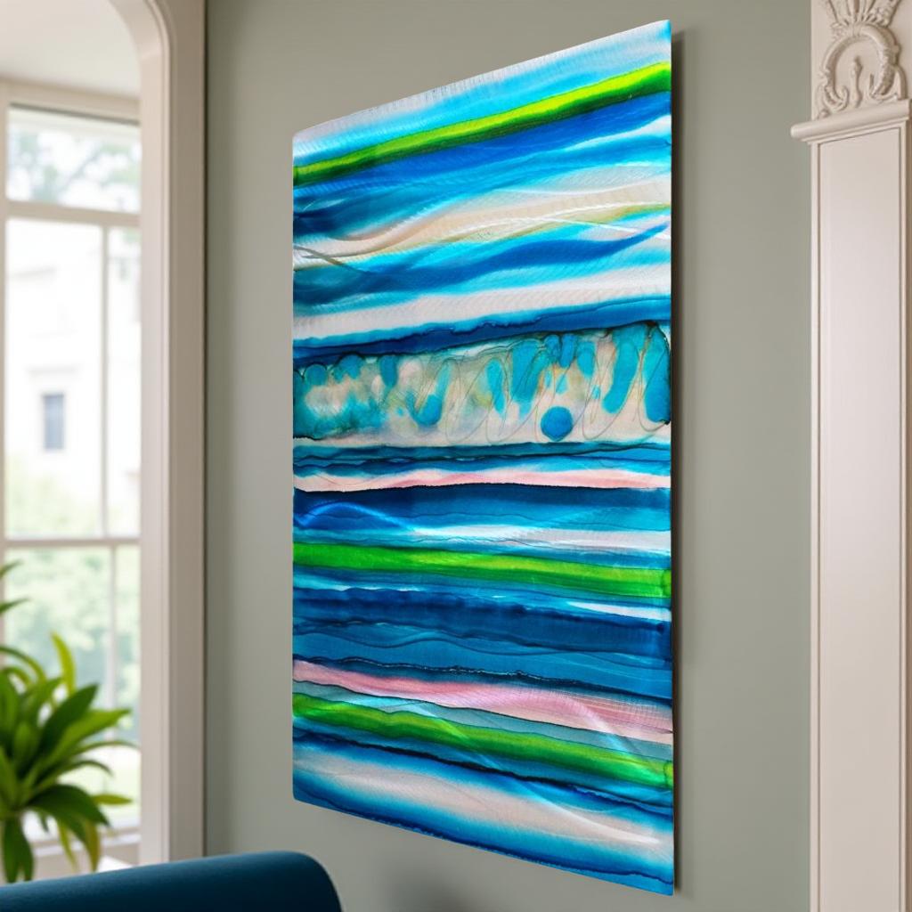 Coastal Layers - Metal Wall Art 18"x36"