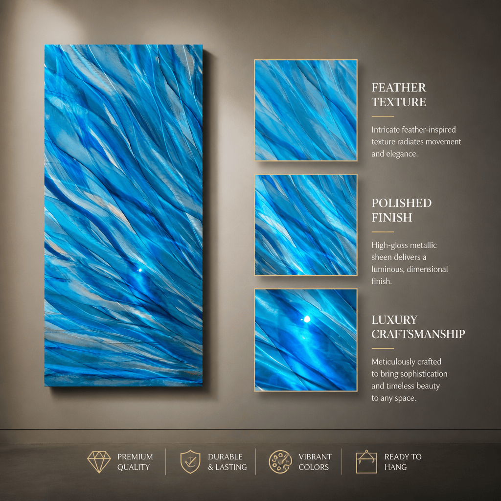 Azure Plume - Metal Wall Art 10"x24"