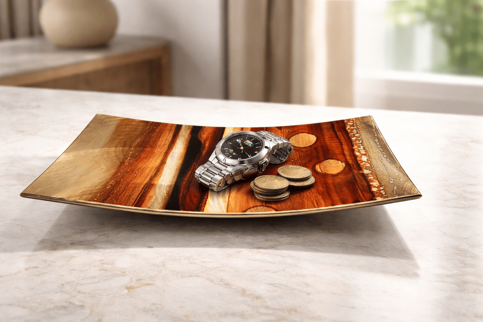 Ember Glow - Metal Decorative Tray 12"x6"