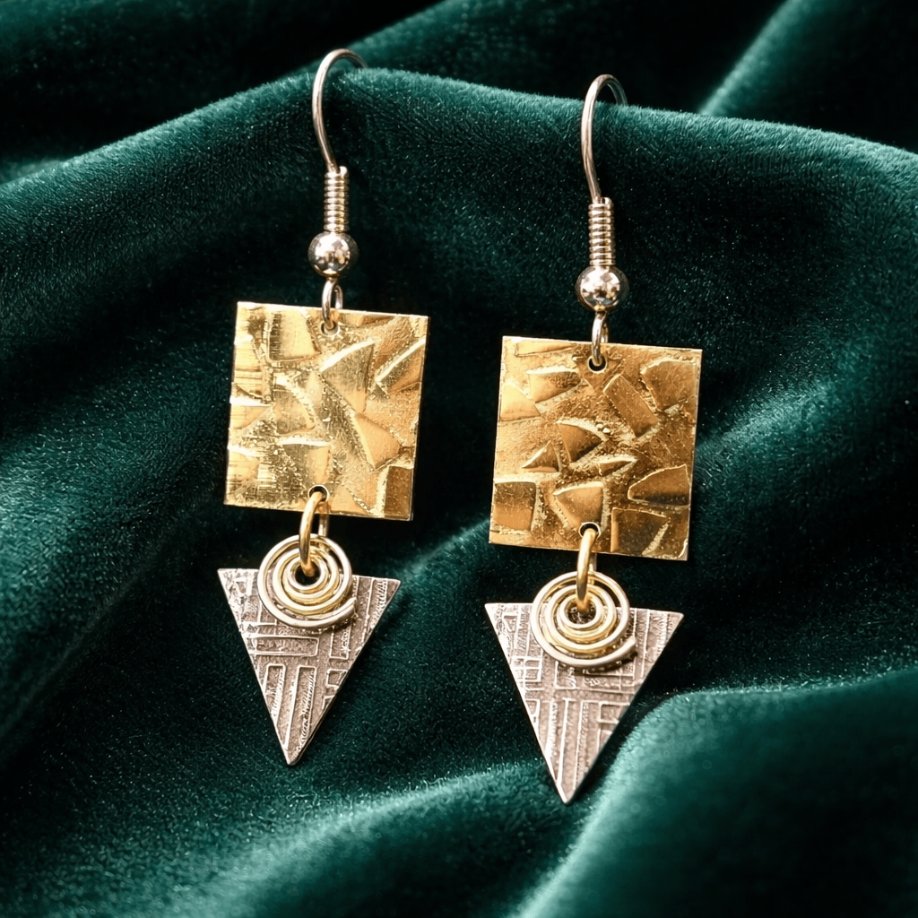 Golden Artifact Earrings 1.75"