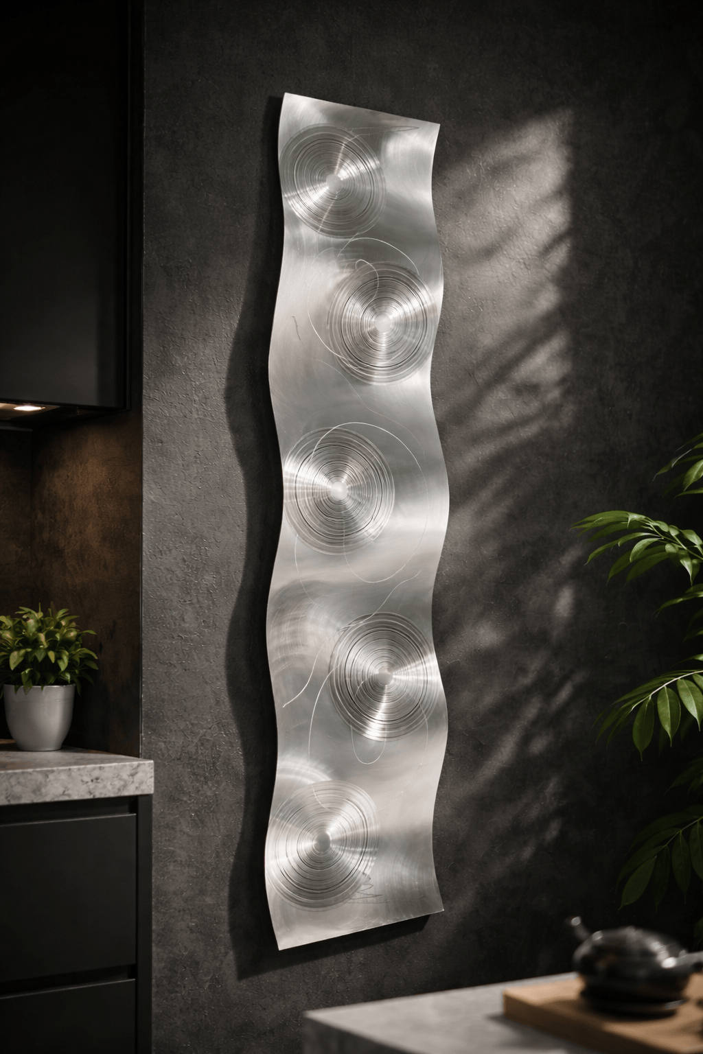 Spiral Resonance - Metal Wave Wall Art 10"x46"