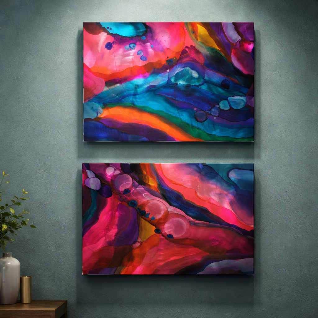 Ember Flow - Metal Wall Art Diptych 15"x20" Each Panel