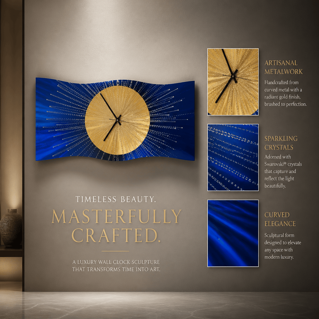 Solar Reign - Metal Wall Clock 12"x24"