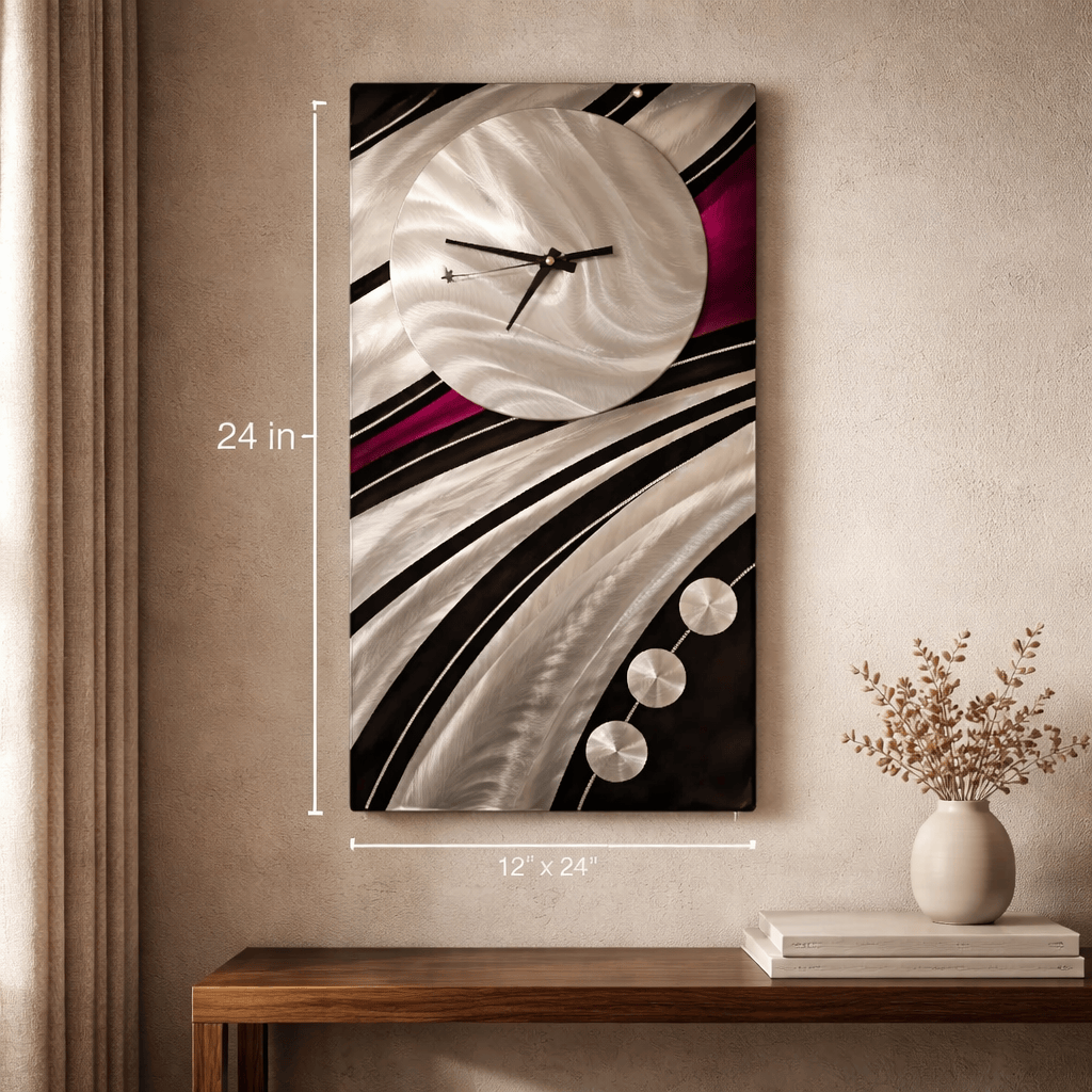 Crimson Eclipse - Metal Wall Clock 12"x24"