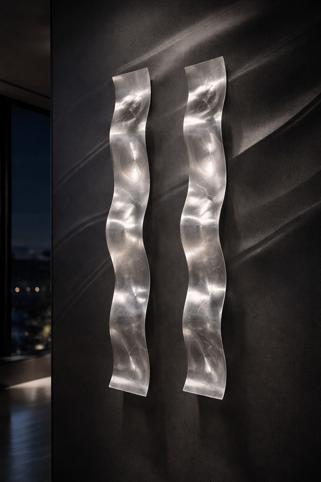 Silver Drift - Metal Wave Wall Art 6"x46" (each)