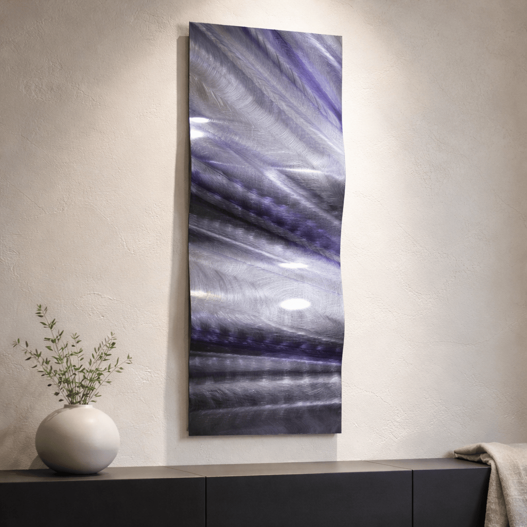 Amethyst Storm - Metal Wave Wall Art 9"x23" (w106)
