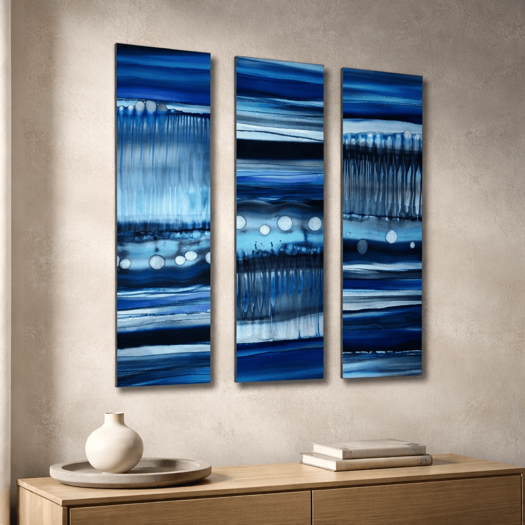 Deep Tide Trilogy - 3-Panel Metal Wall Art 6"x24" (p22)