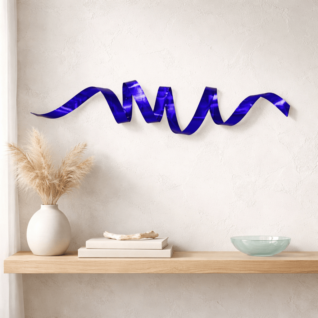 Cobalt Ascent - Metal Wall Sculpture 10"x44"