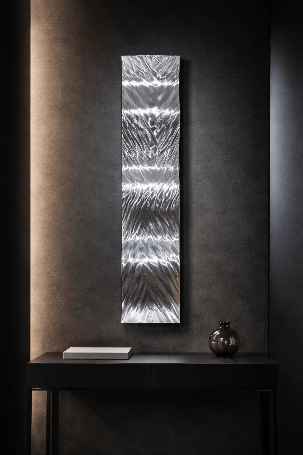 Silver Convergence - Metal Wall Art 10"x46"