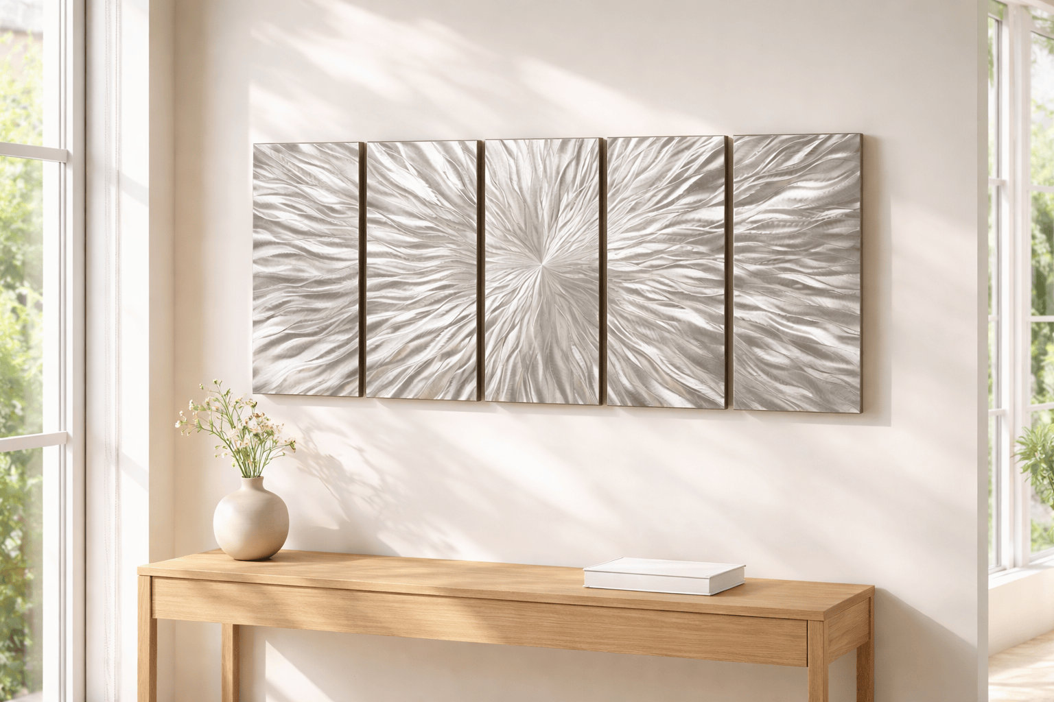 (Radiant Convergence) - 5-Panel Metal Wall Art 24"x64"