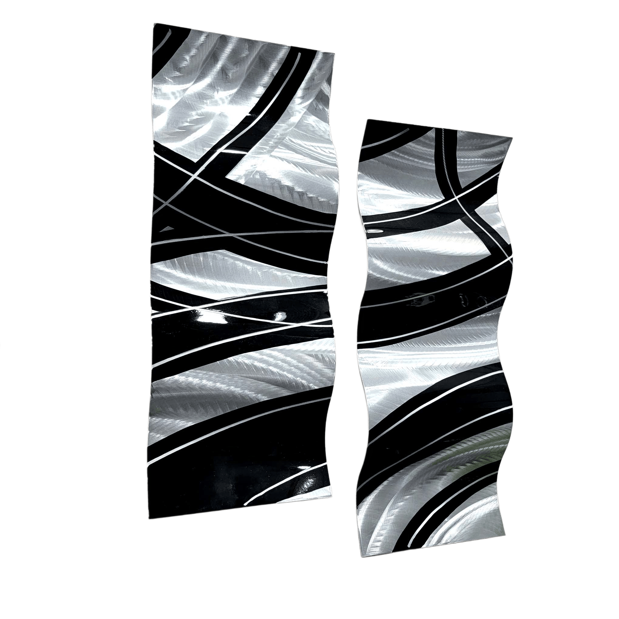 Midnight Crossing - Metal Wave Wall Art Set of 2 (12"x23" each) (gem w 34)