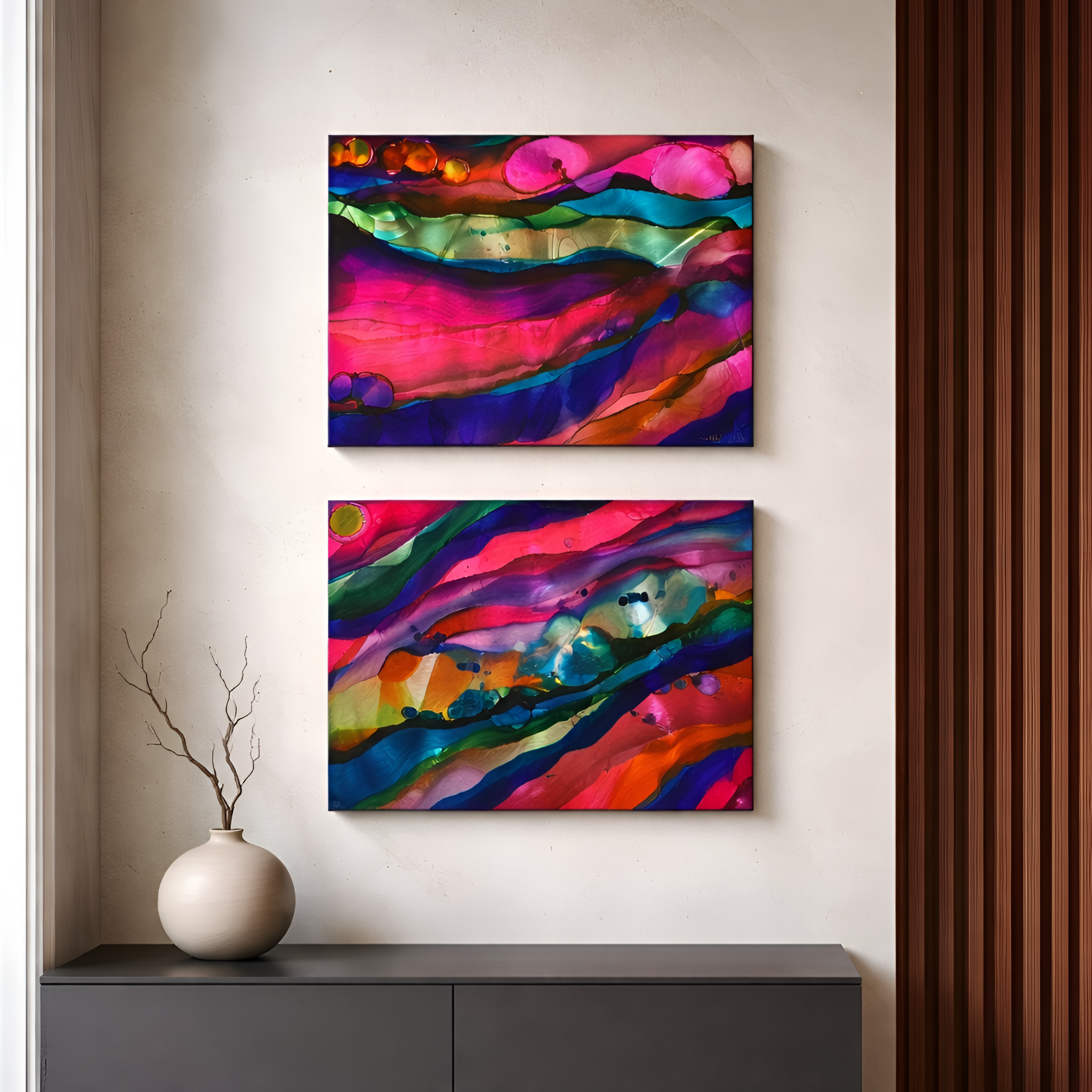 Radiant Surge - Metal Wall Art Diptych 15"x20" (each)