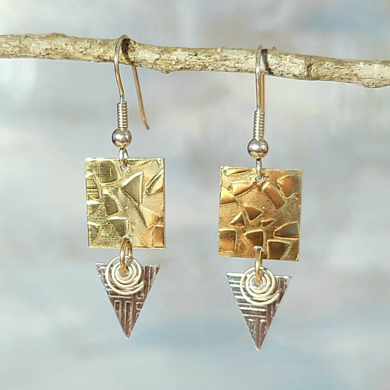 Golden Artifact Earrings 1.75"
