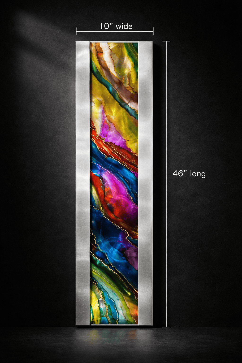 Vivid Cascade - Metal Wave Wall Art 10"x46"