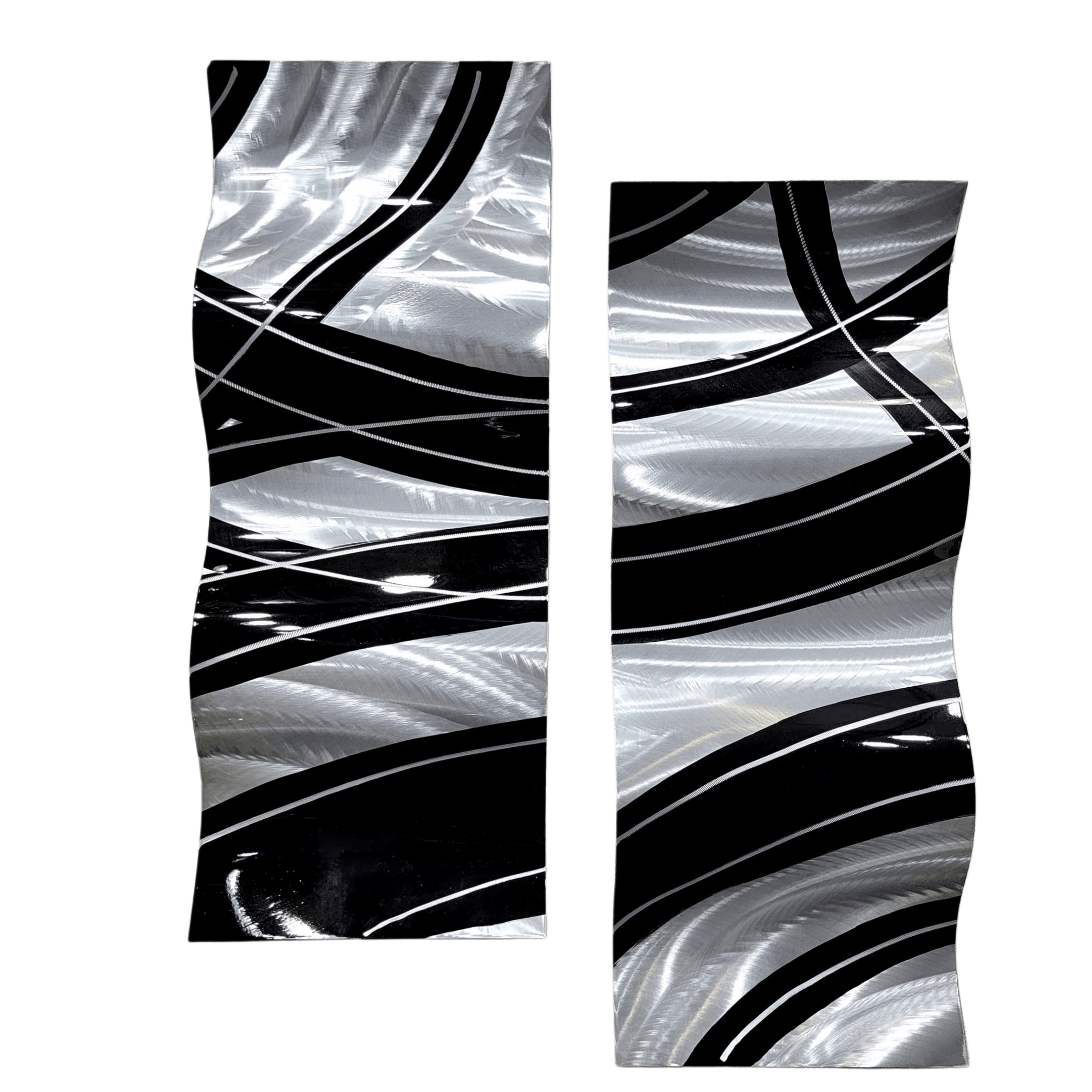 Midnight Crossing - Metal Wave Wall Art Set of 2 (12"x23" each) (gem w 34)