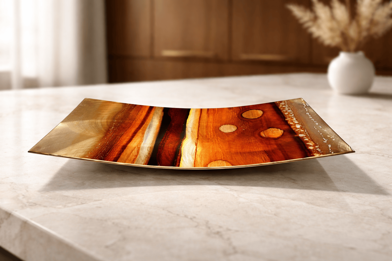 Ember Glow - Metal Decorative Tray 12"x6"