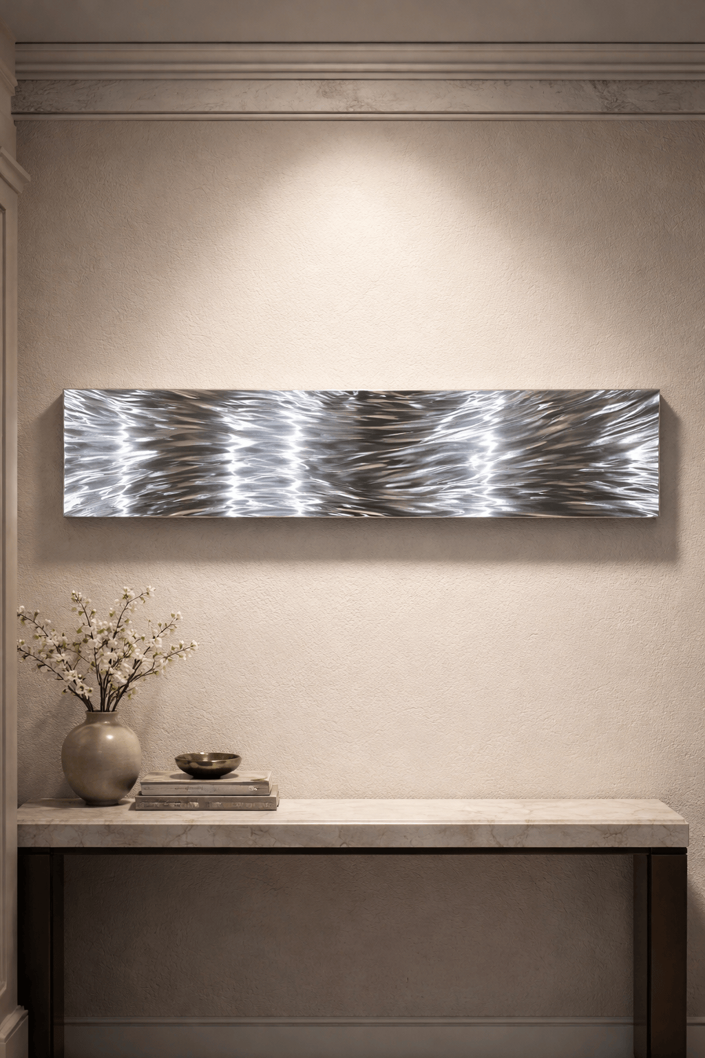 Silver Convergence - Metal Wall Art 10"x46"