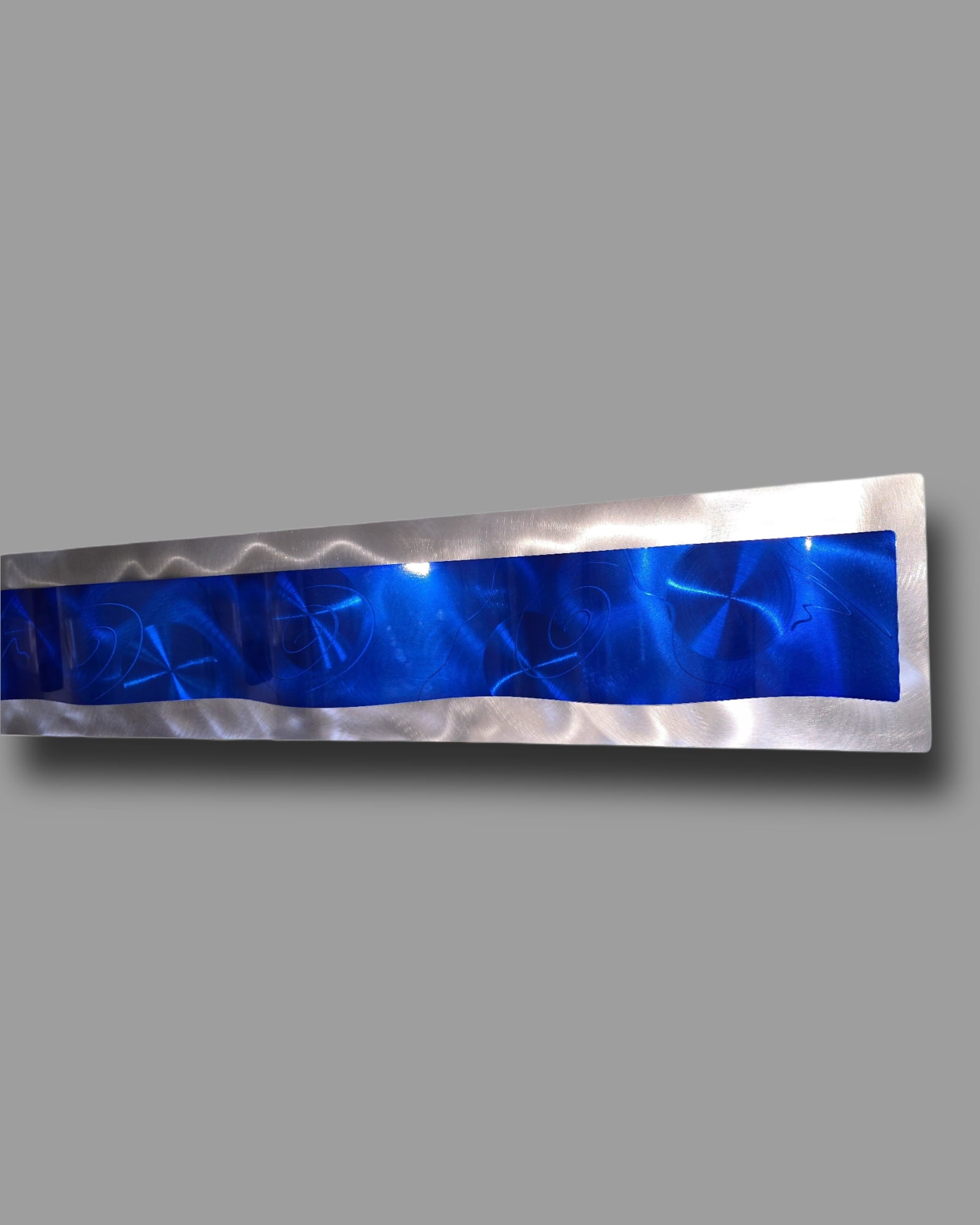 Cobalt Tide - Metal Wave Wall Art 10"x46"