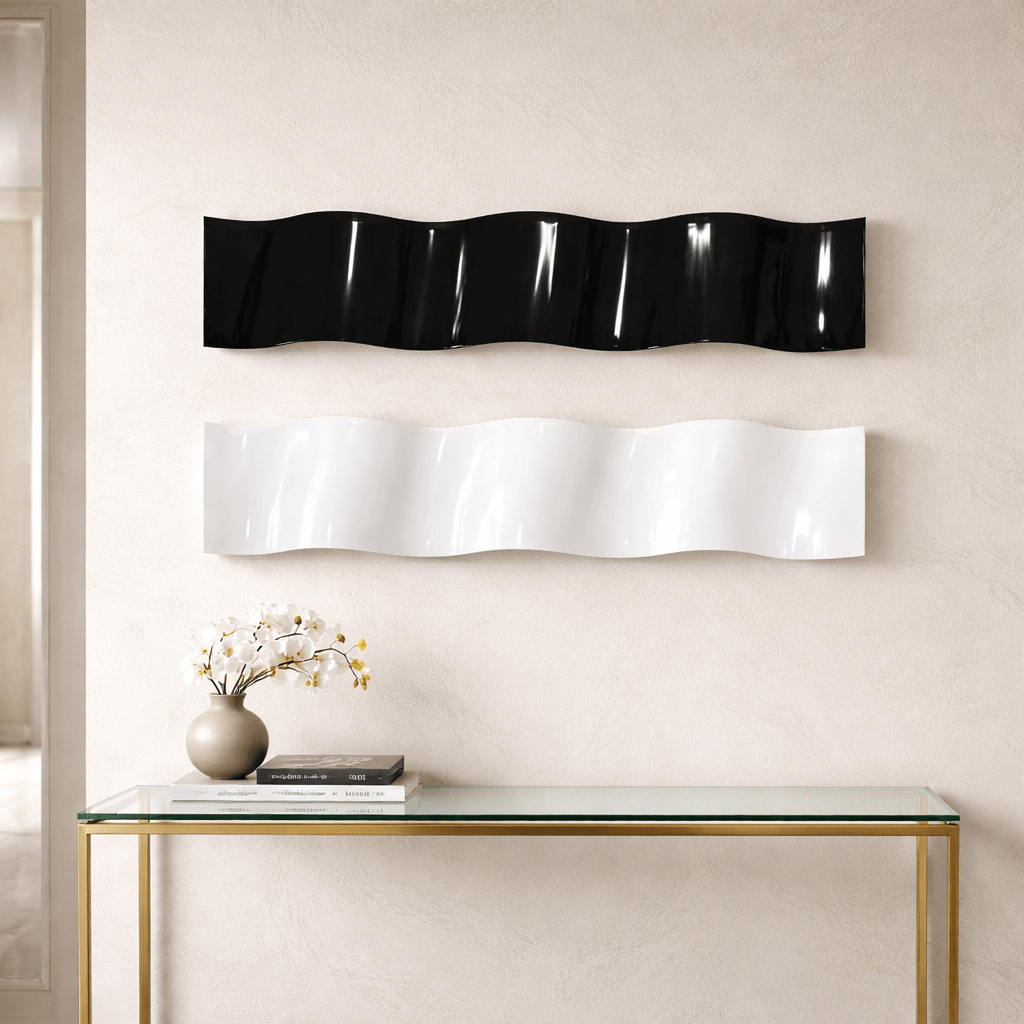 Ebony and Ivory - Metal Wave Wall Art Set 10"x46" Each