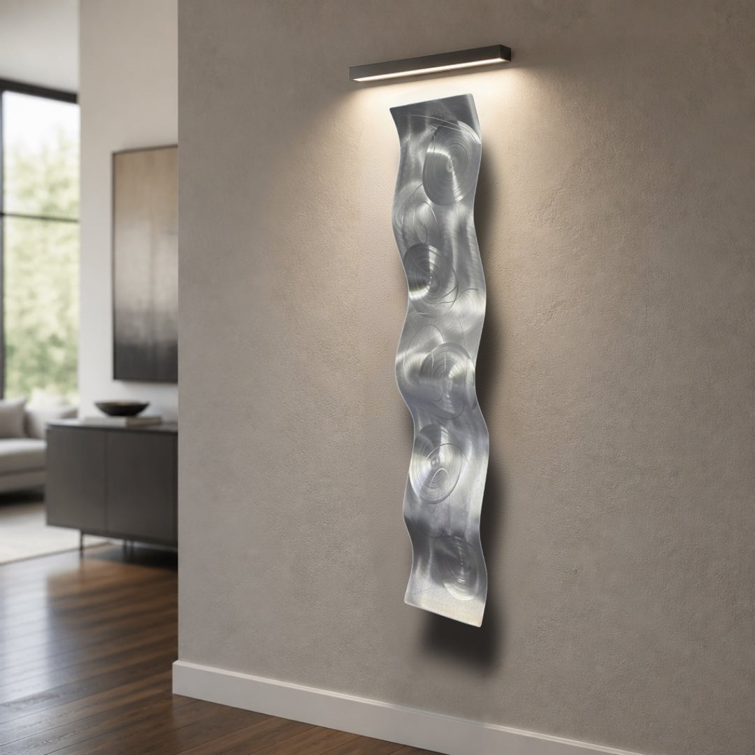 (Orbital Tide) - Metal Wave Wall Art 10"x46"
