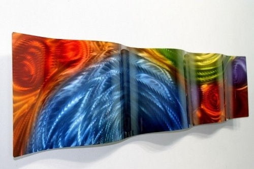 Rainbow Vortex - Metal Wave Art 10"x46"