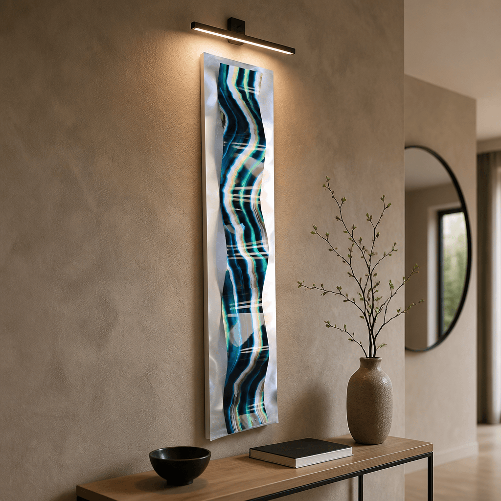 Agate Tide - One-of-a-Kind Metal Wave Wall Art 47"x10"