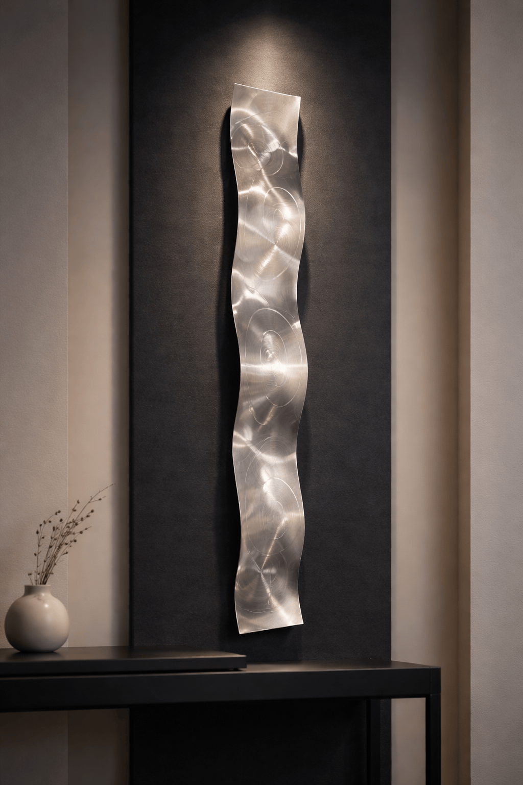 Silver Drift - Metal Wave Wall Art 6"x46" (each)