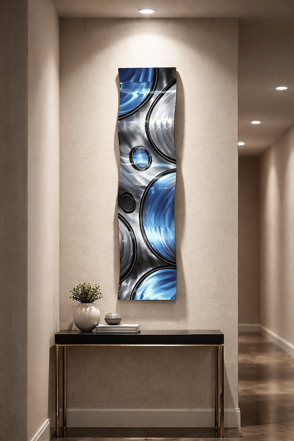 Azure Orbits - Metal Wave Art 10"x46"