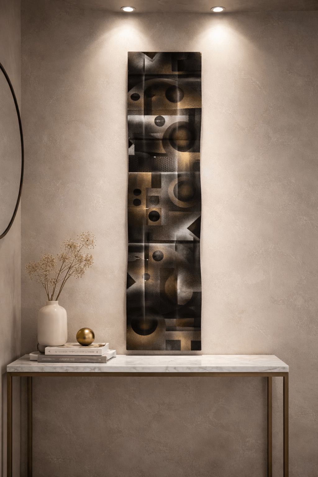 Geometric Shadows - Metal Wave Art 10"x46"