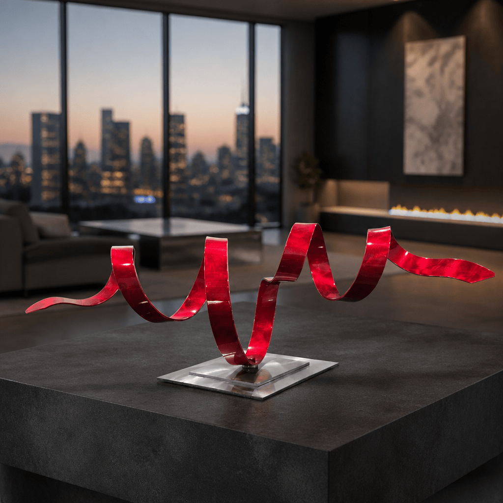 (Crimson Signal) - Metal Sculpture 21"x8"