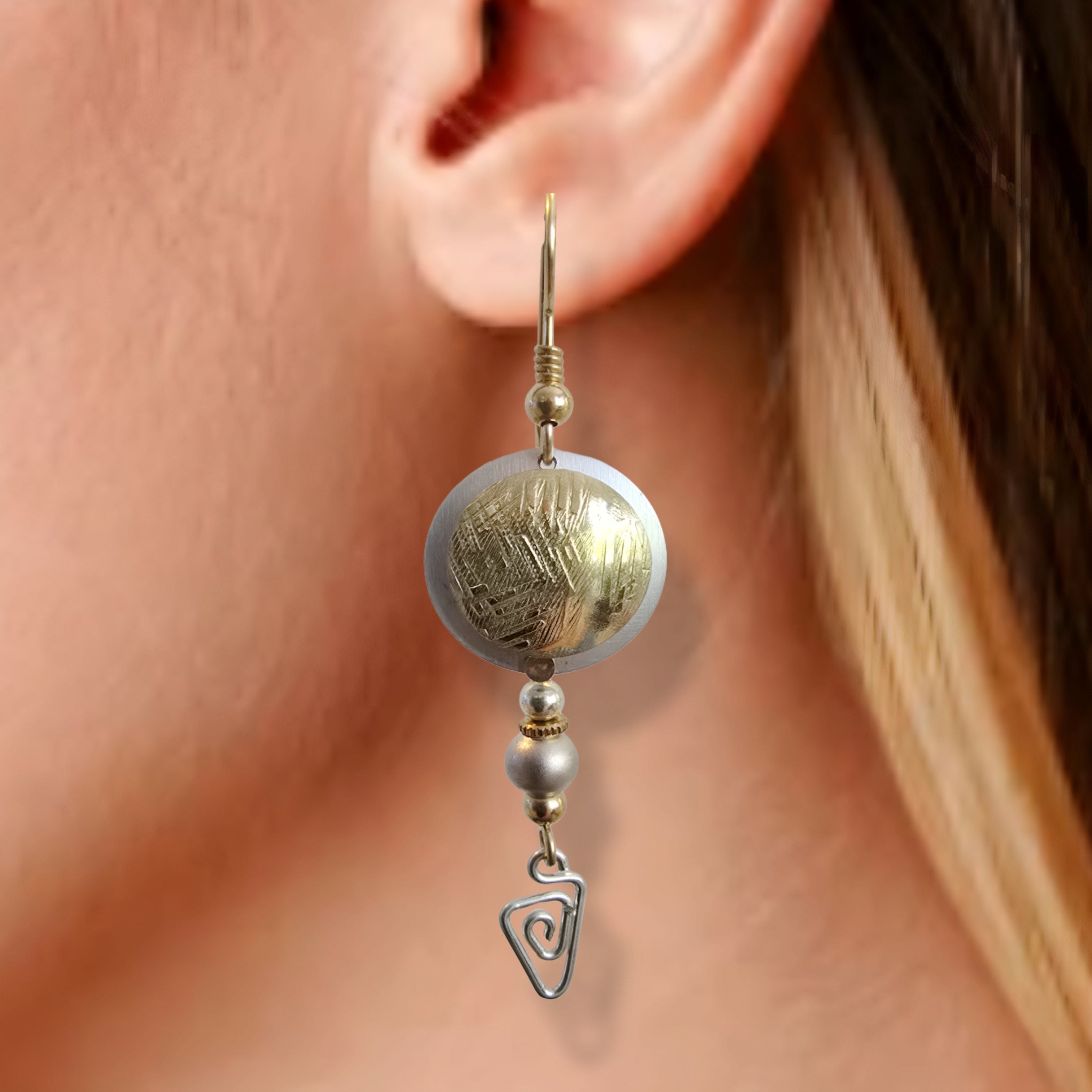Gold and silver earrings