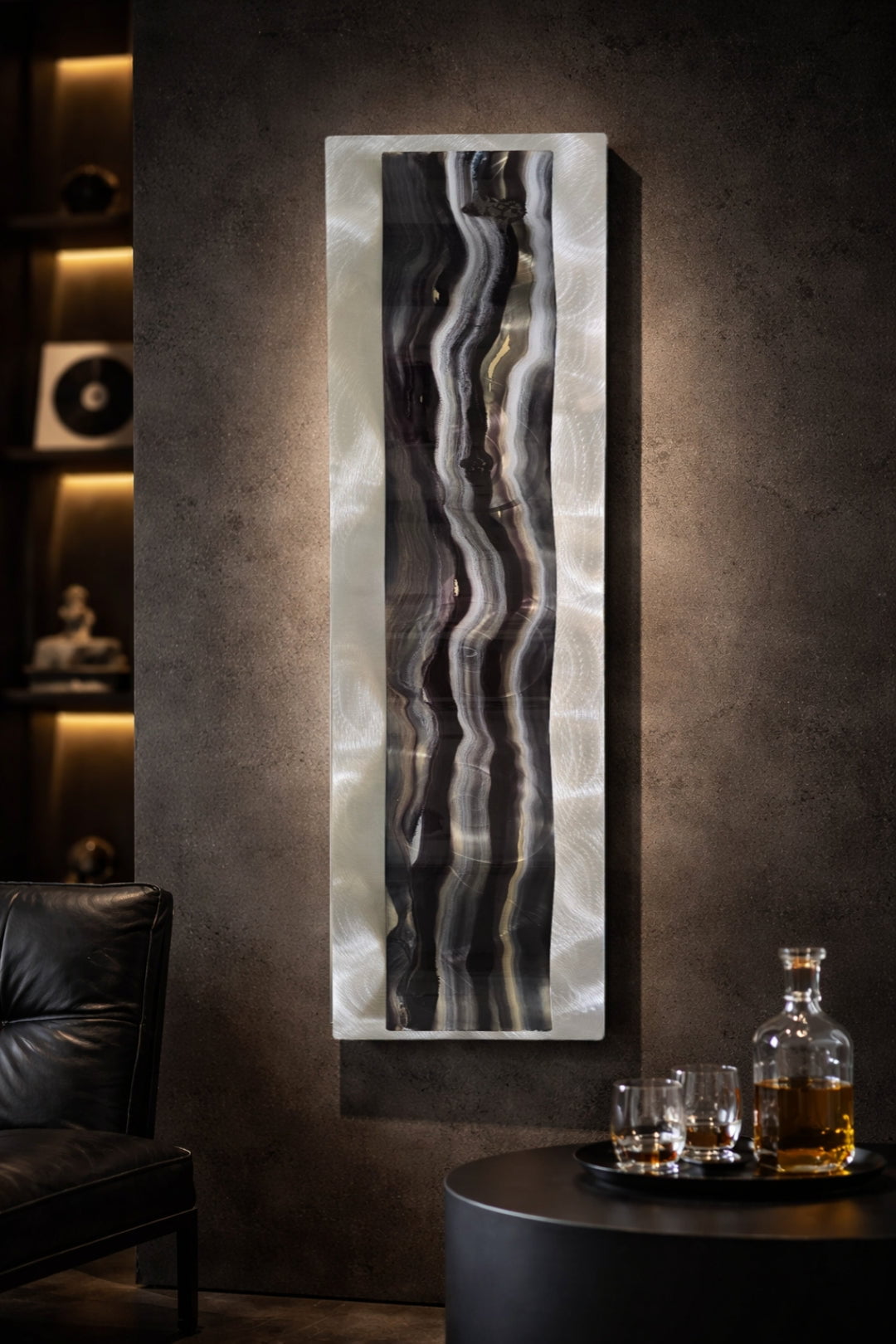 Shadow Flow - Metal Wave Wall Art 10"x46"