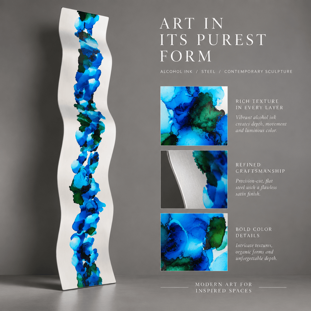 Oceanic Flow - Metal Wall Art 10"x46"