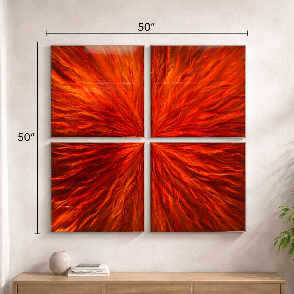 Solar Ignition - Metal Wall Art Set of 4 (50"x50" overall)