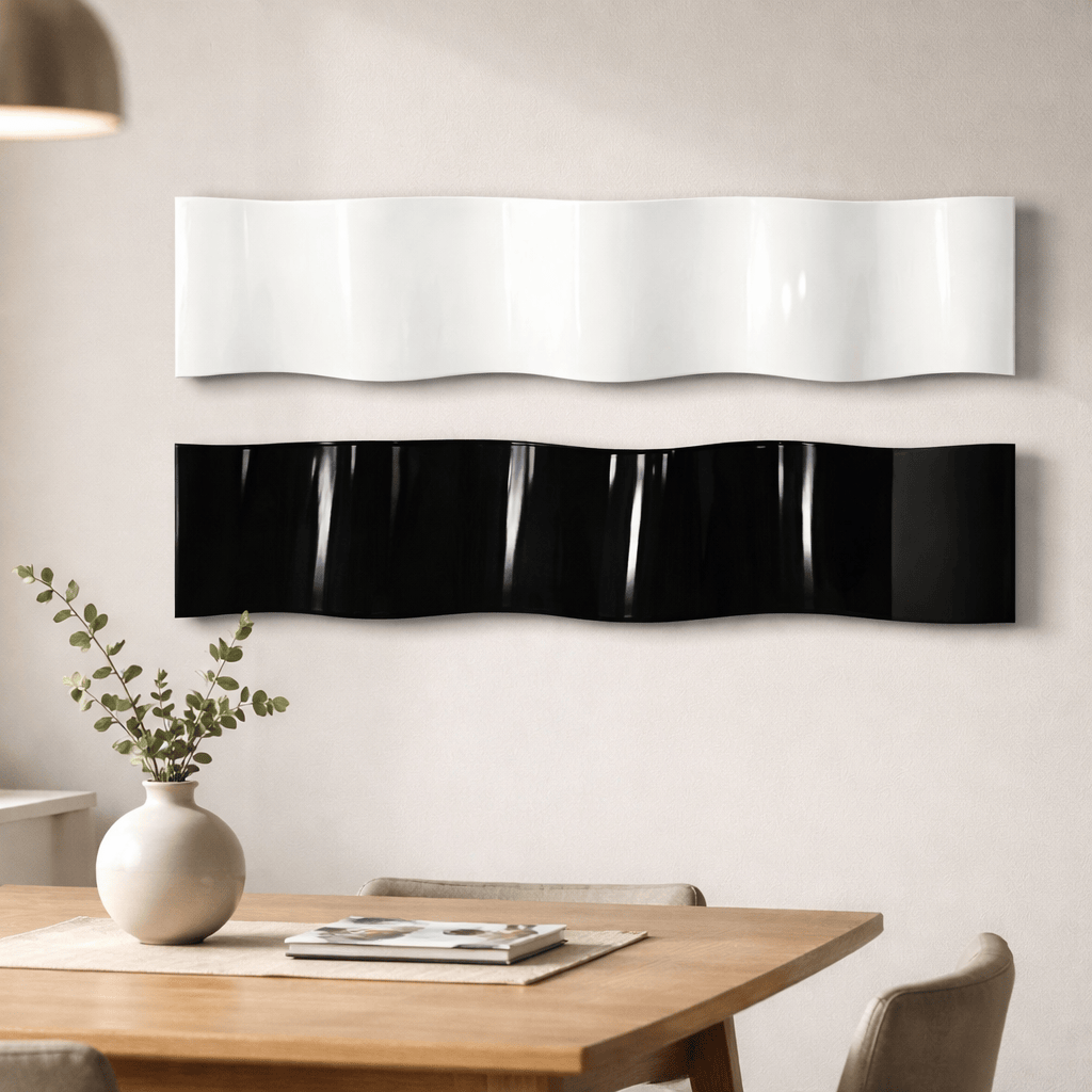 Ebony and Ivory - Metal Wave Wall Art Set 10"x46" Each