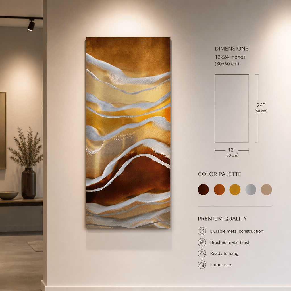 The Amber Drift - Metal Wall Art 12"x24"