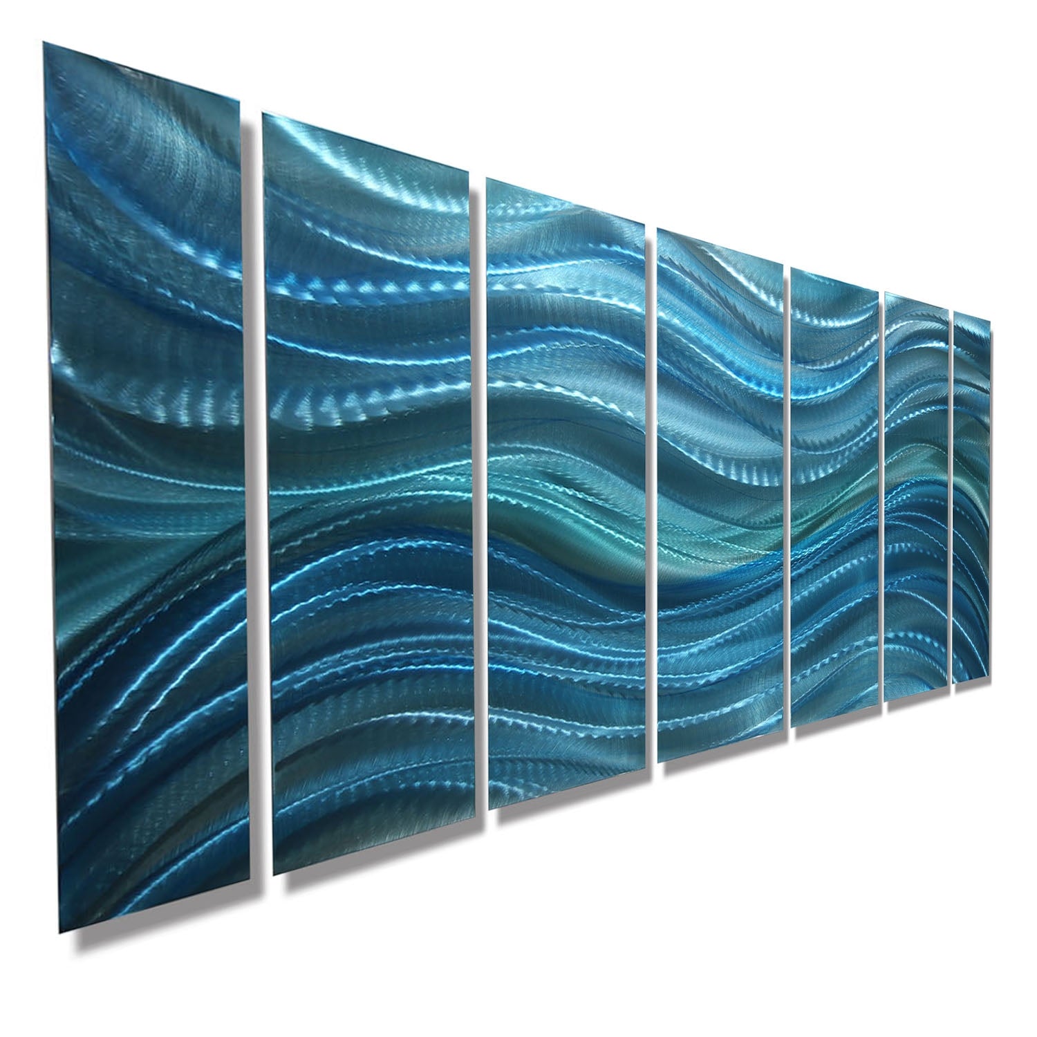 Peaceful Currents - 7-Panel Metal Wall Art 68"x24"