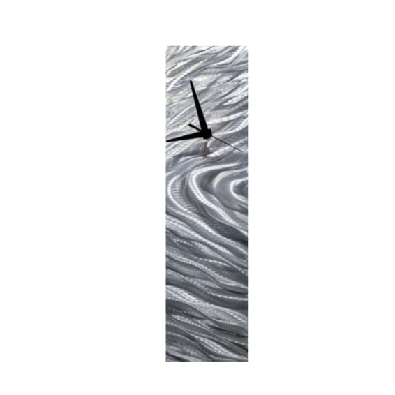 Silver Current - Metal Wall Clock 6"x24" (cz22)