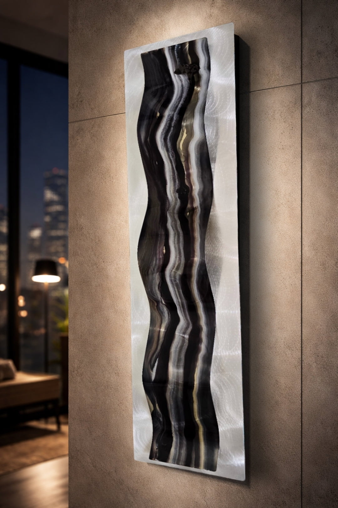 Shadow Flow - Metal Wave Wall Art 10"x46"