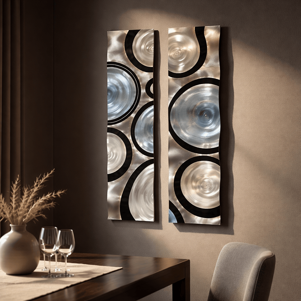 Lunar Circles - 2 Metal Wall Art 10"x36" each