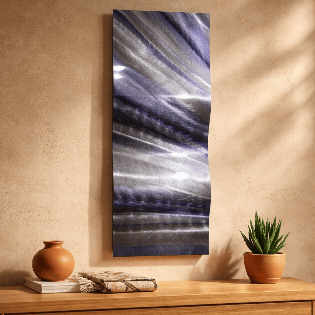 Amethyst Storm - Metal Wave Wall Art 9"x23" (w106)