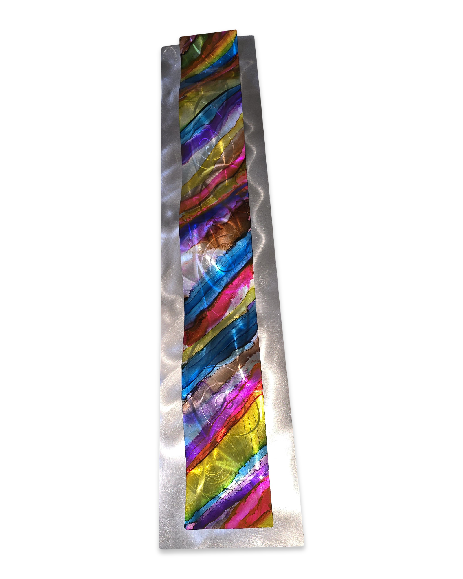 Rainbow Drift - Metal Wave Wall Art 47"x10"