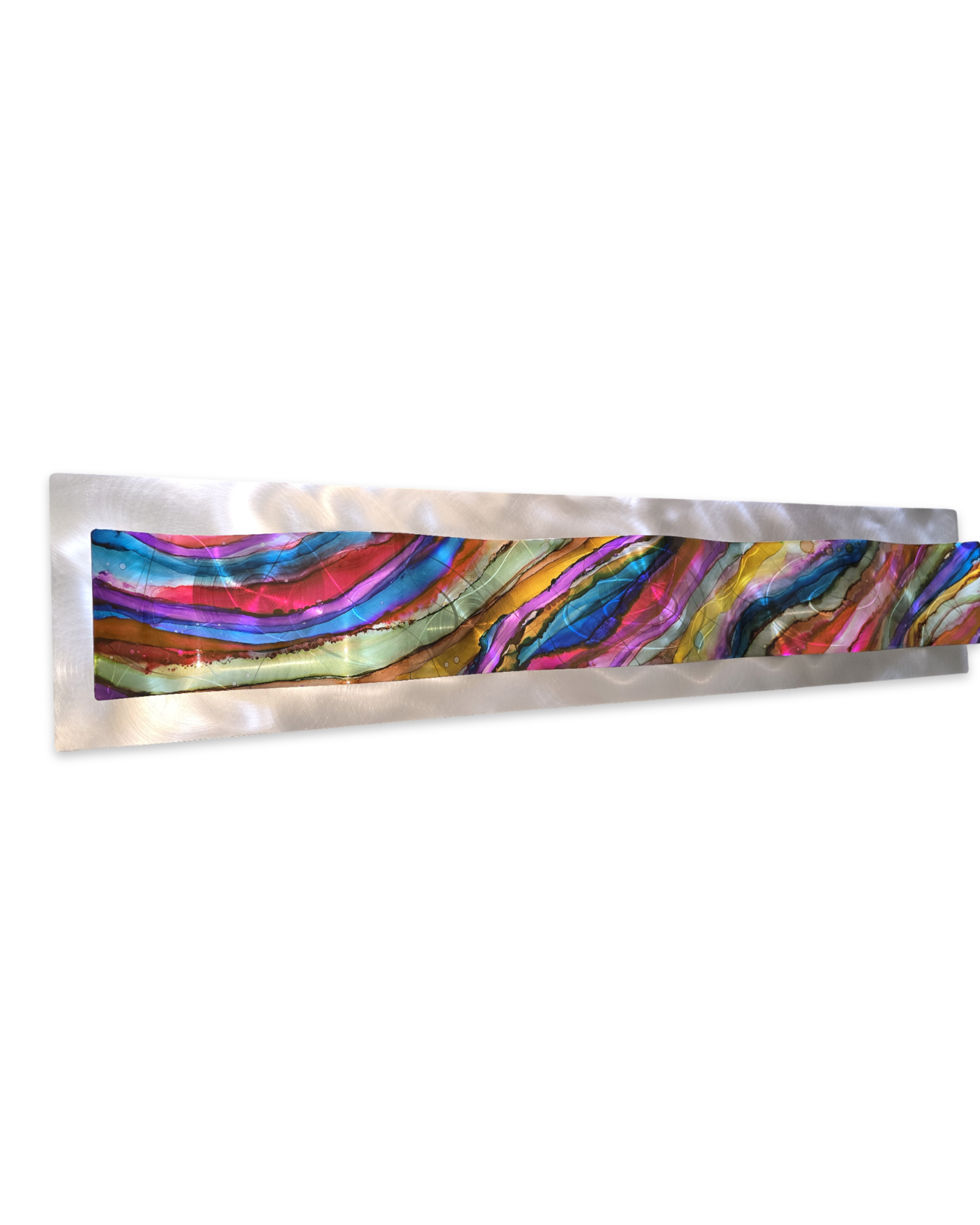 Rainbow Drift - Metal Wave Wall Art 47"x10"