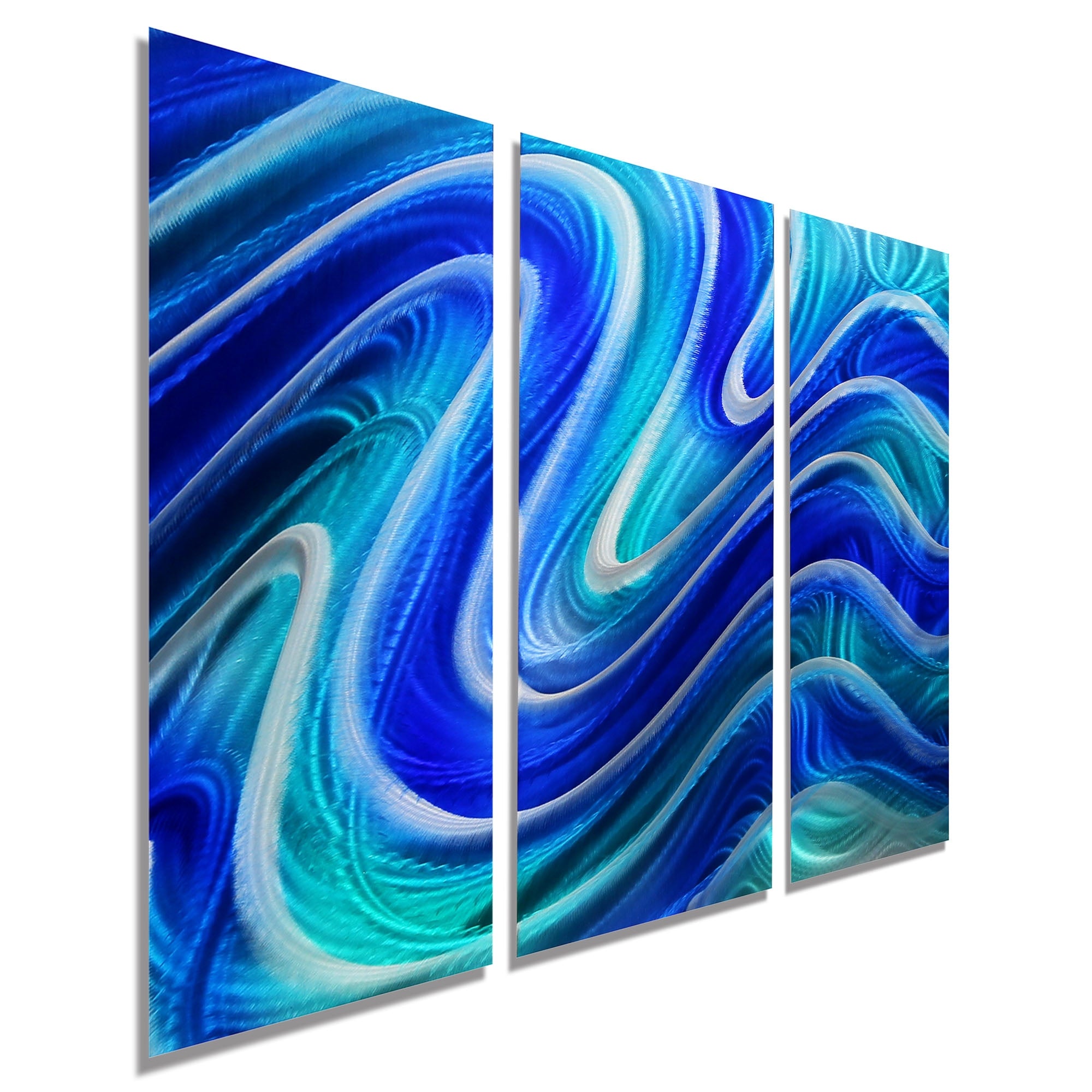 Serenity Pool - 3-Panel Metal Wave Wall Art (24"x38" overall)