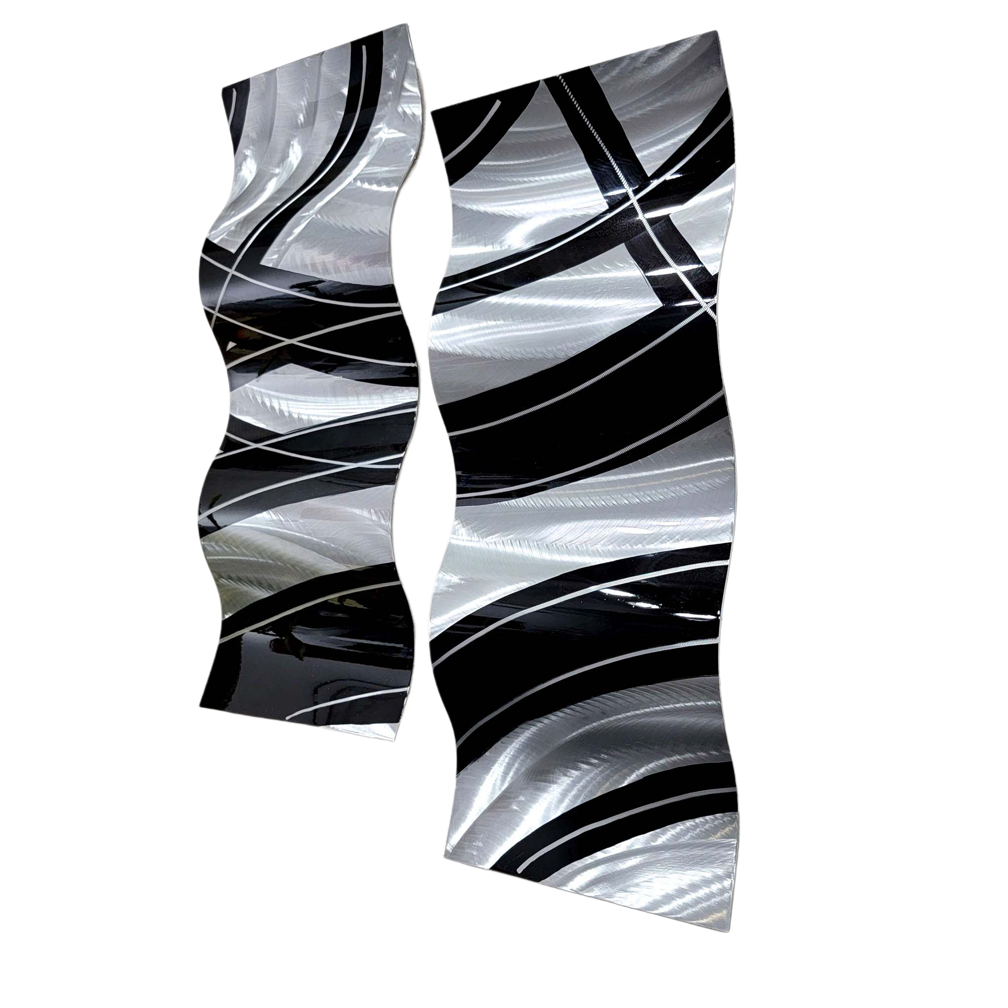 Midnight Crossing - Metal Wave Wall Art Set of 2 (12"x23" each) (gem w 34)