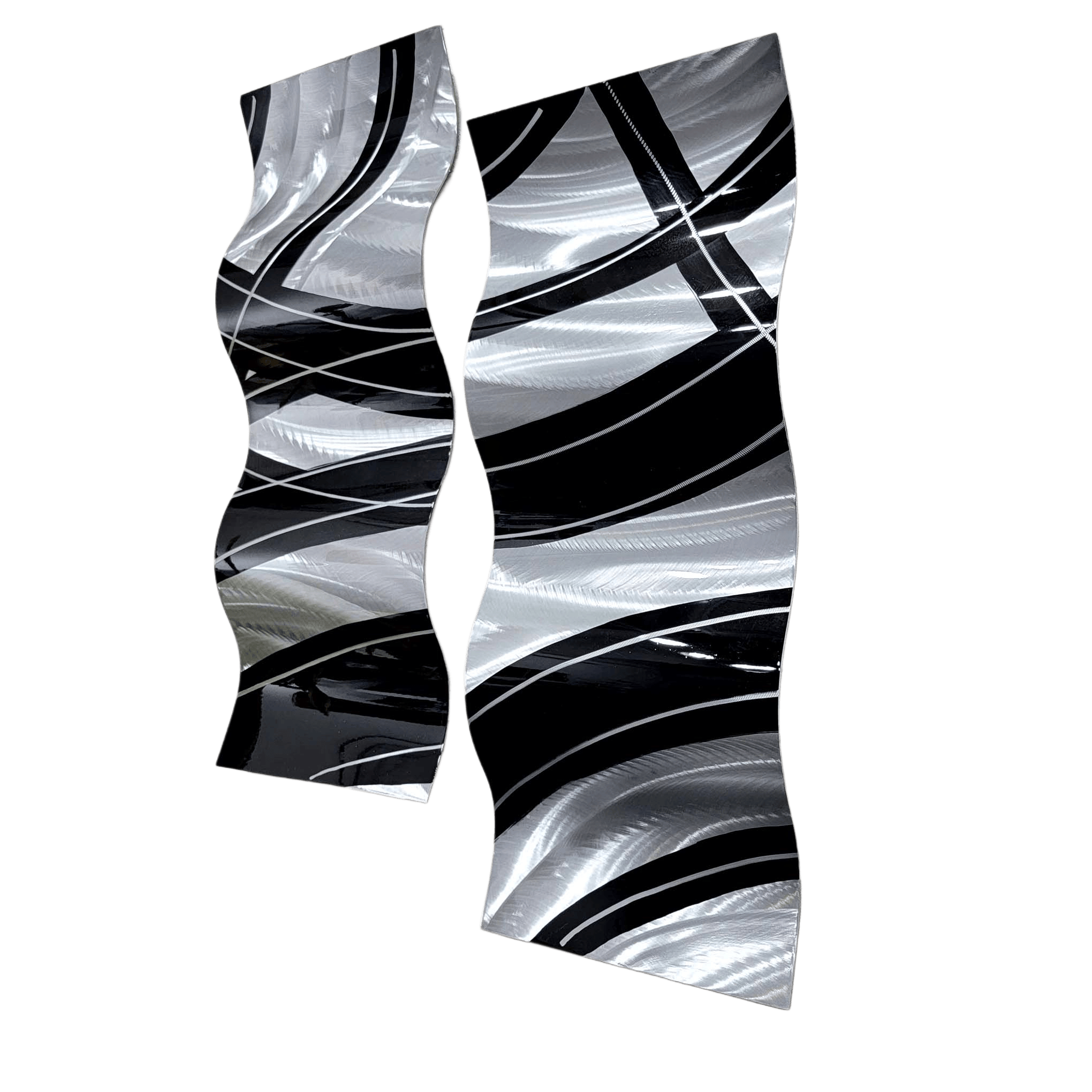 Midnight Crossing - Metal Wave Wall Art Set of 2 (12"x23" each) (gem w 34)